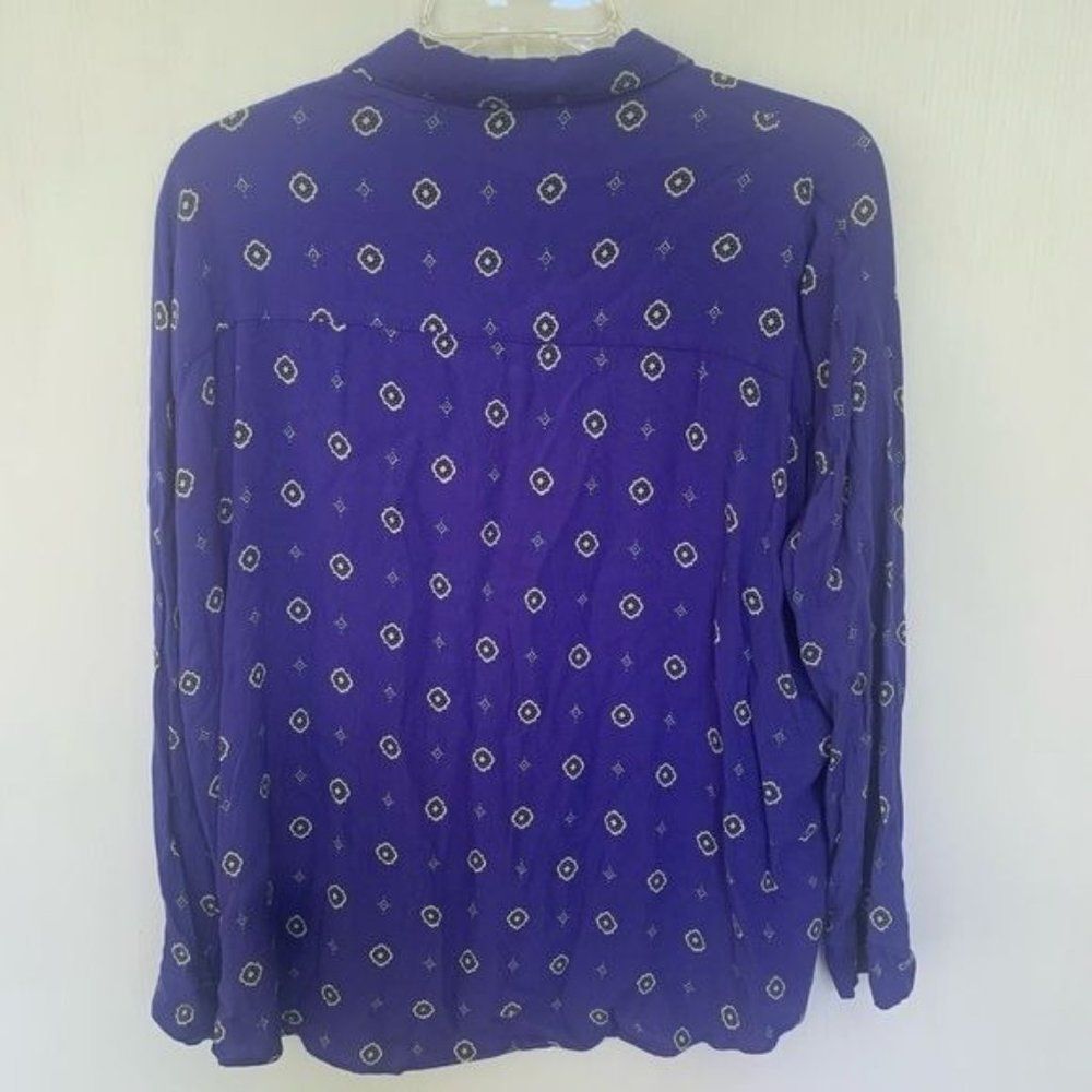 Intimately Free People Size XS Purple Geo Printed Blouse Buttons Long Sleeve - Picture 3 of 6